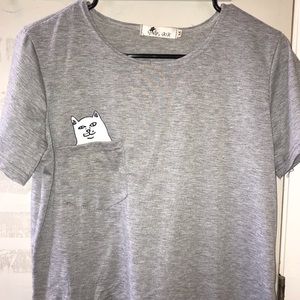 Grey T-Shirt With Cat Decal
